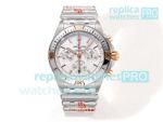 BLS Factory Clone Breitling Chronomat B01 Silver Watch Two tone Rose Gold